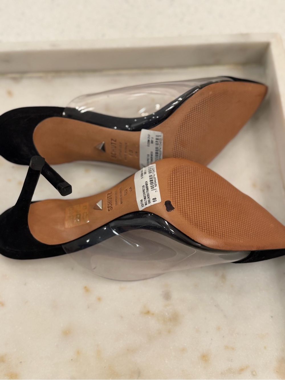 SCHUTZ Black Pointed Clear-Panel Mule Slides - Picture 3 of 5